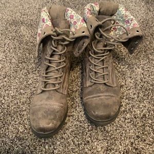 Brand New Combat Boots with Floral Detail